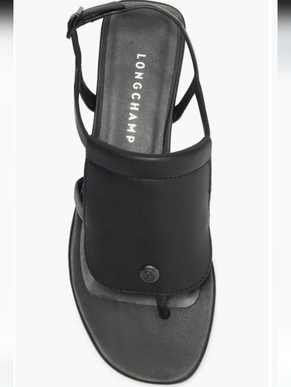 Longchamp Shield sandals feature a distinctive front pouch detail. - Picture 3 of 6